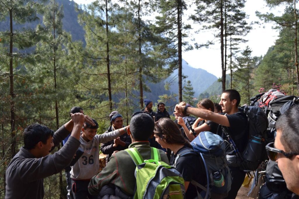 Dancing during the trek