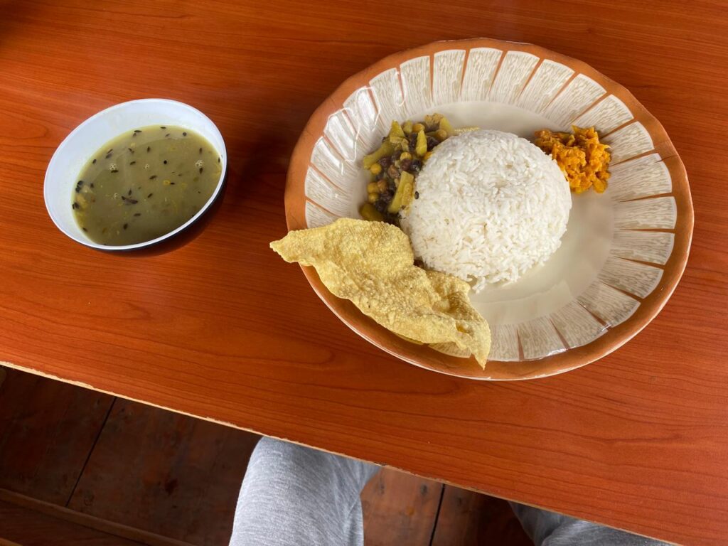 Traditional Dal Bhat meal costs on Manaslu trek